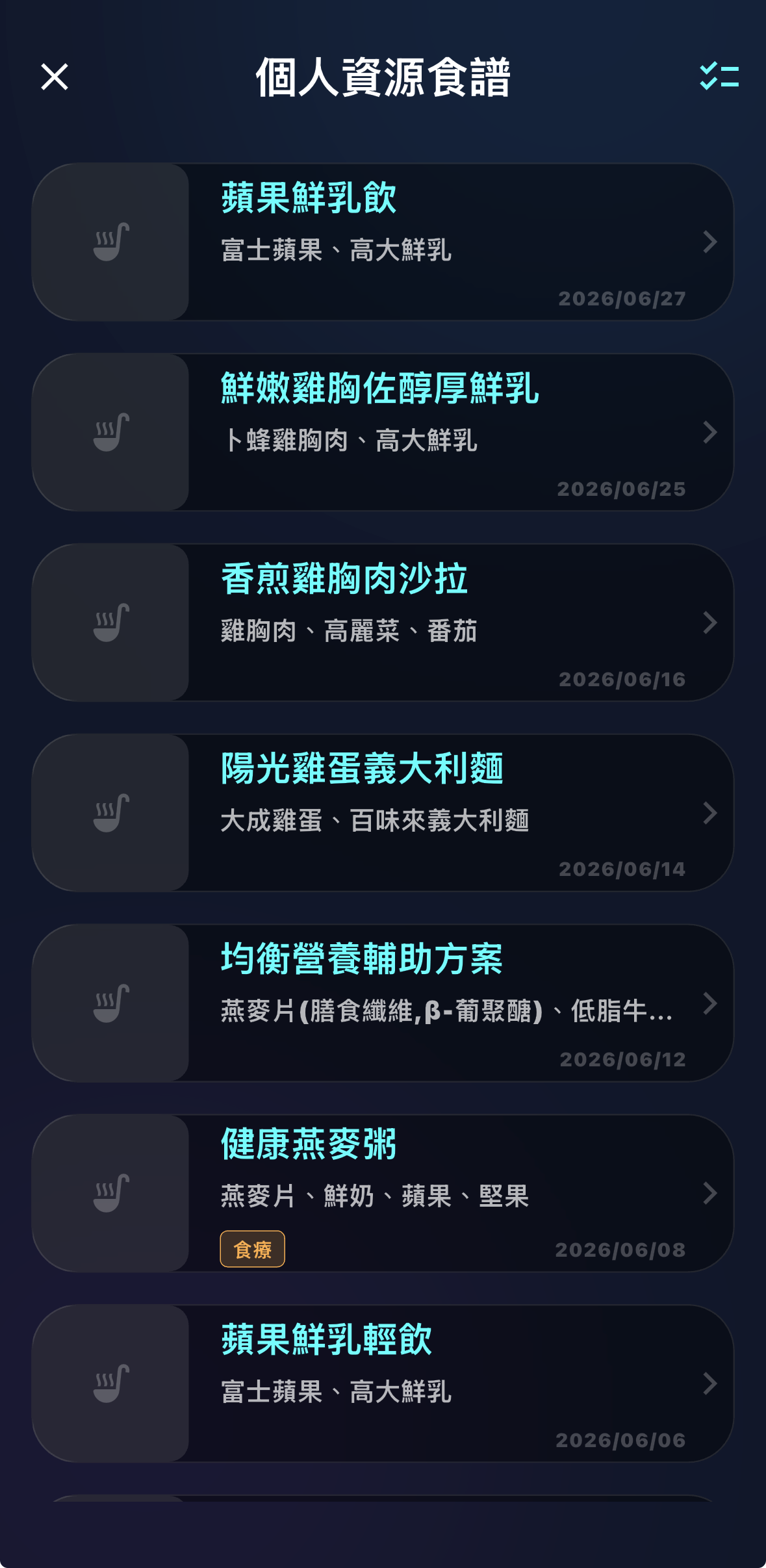 個人飲食食譜